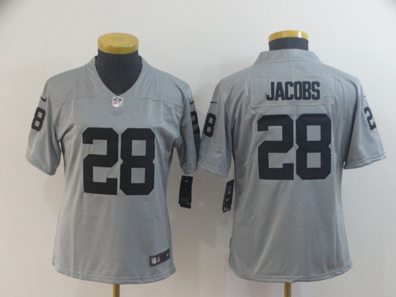 Women Oakland Raiders #28 Jacobs Grey Nike Vapor Untouchable Limited Player NFL Jerseys